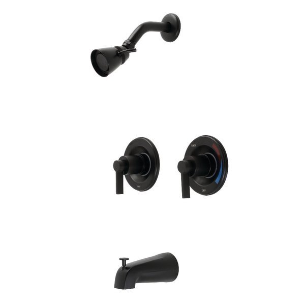 KB660NDL Two-Handle Tub and Shower Faucet with Volume Control, Matte Black, Kingston Brass, Mfr#: KB660NDL
